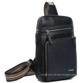 Newest Stylish Designer Soft Leather Attractive Men Shoulder Chest Bag with Zipper Decorate